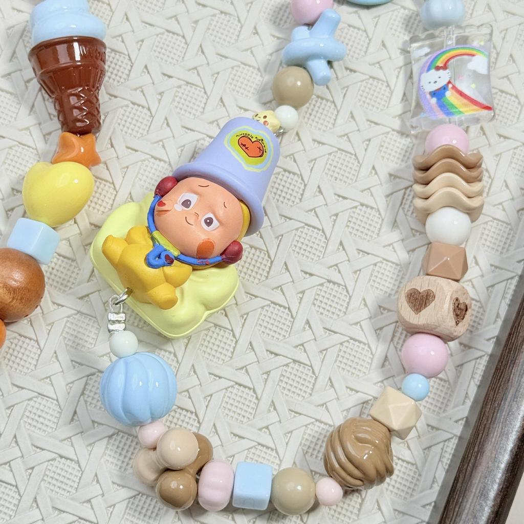 Star Person Beaded Phone Charm: Dopamine Color DIY Keyring