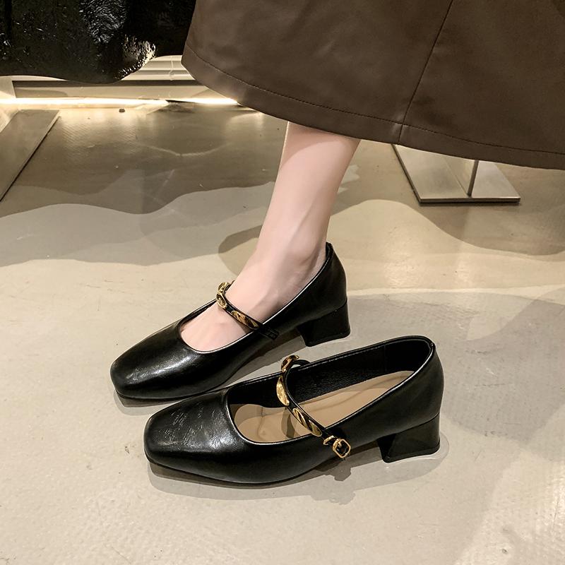 New Style Women's Luxury Mary Janes Shoes Square Toe Flats for Female Loafers Buckle Strap Ladies Shoes Spring Autumn