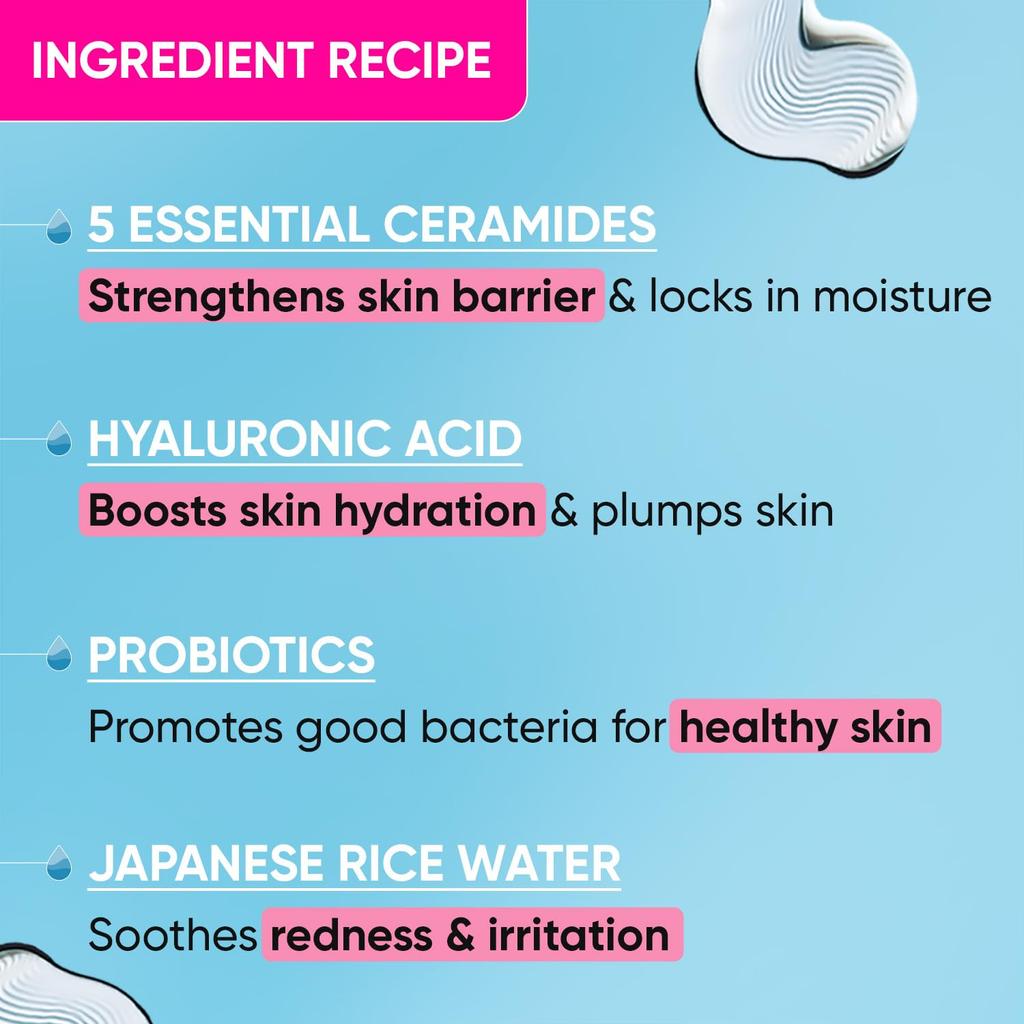 Dot & Key Ceramides Moisturizer with Hyaluronic Acid & Rice Water Intense Hydration 100gm