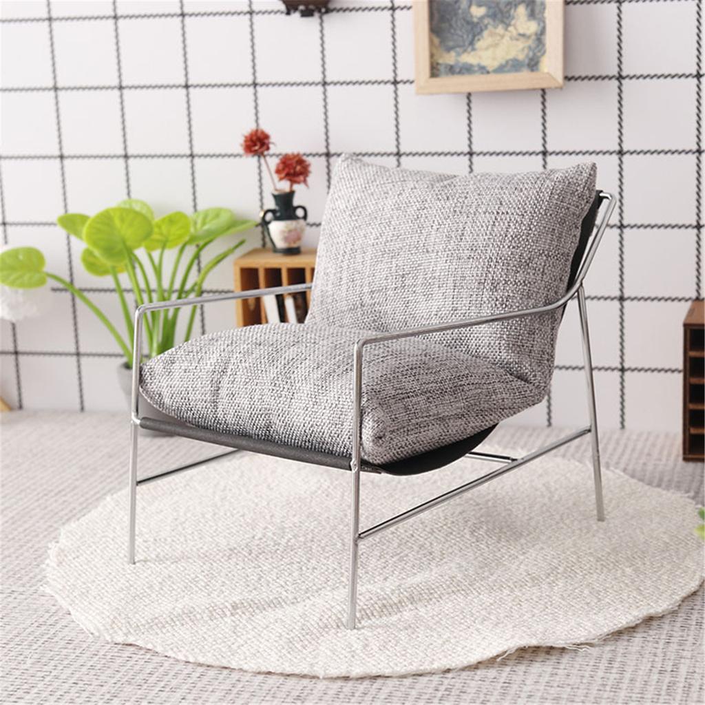 1/6 Miniatyr Sofastol For Dukkehus Tilbehør med Jernramme Realistisk Stuemøbel Utstillingsmodell