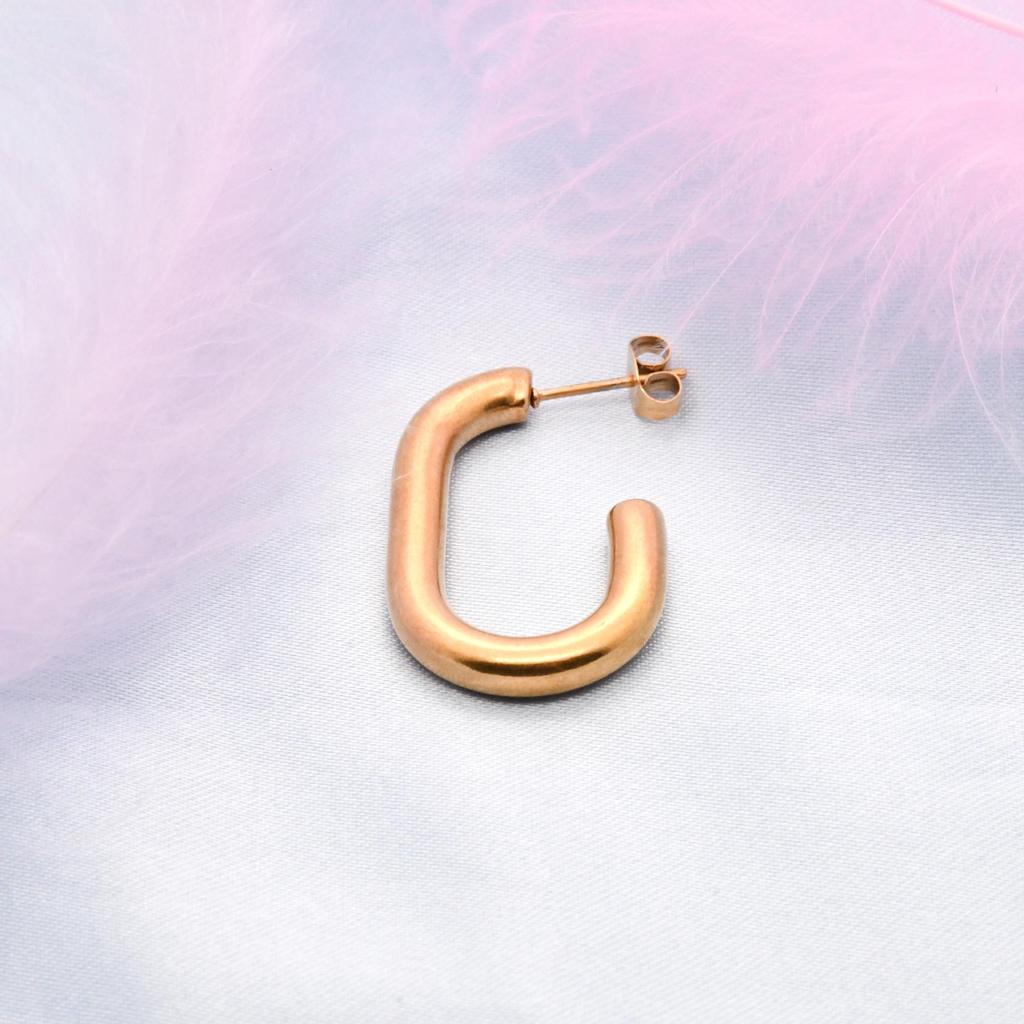 Trendy U-Shaped Stainless Steel Geometric Oval Earrings