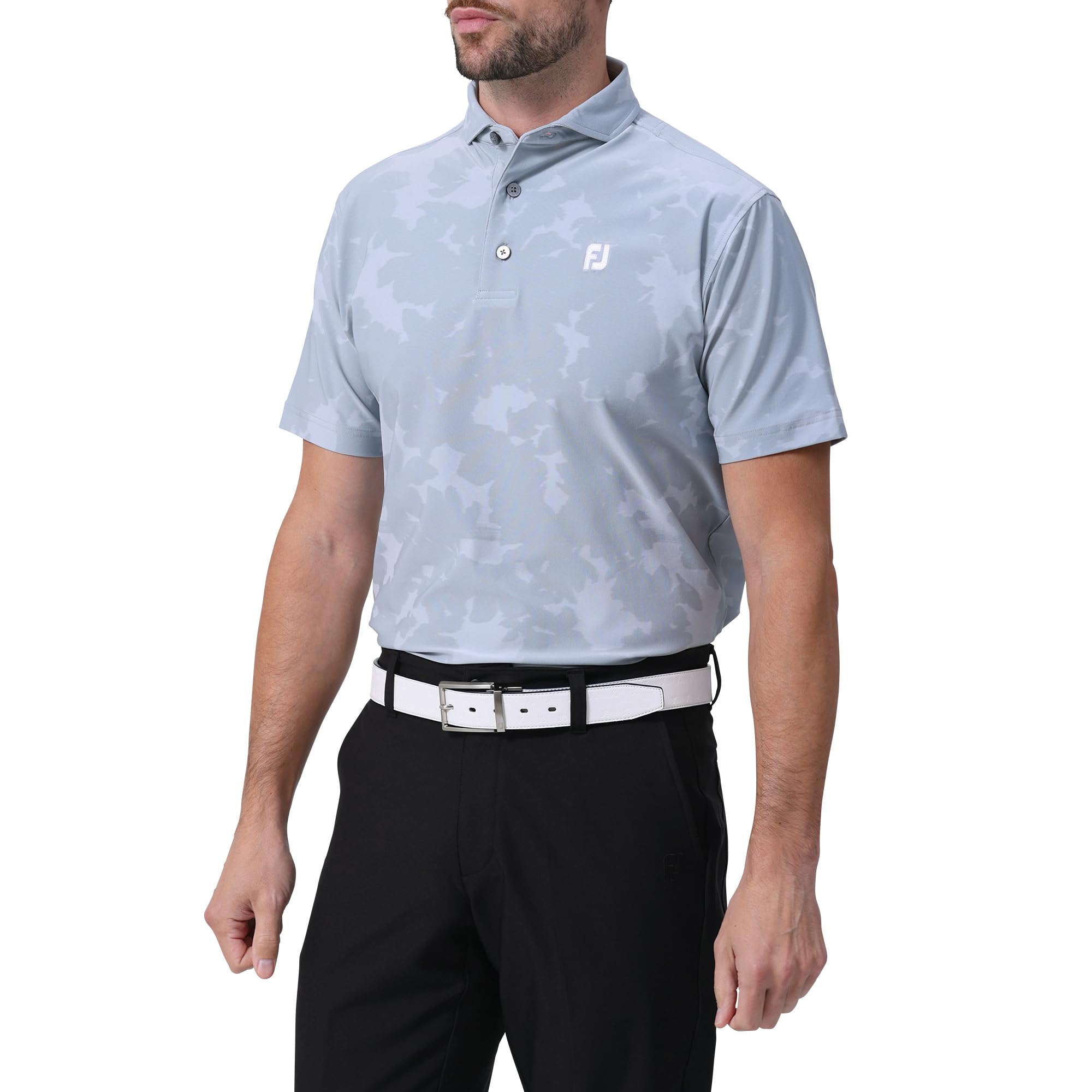 

FootJoy Floral Camo Jacquard Short Sleeve Wide Collar Shirt, Light Gray, Men s, Size Small (FJ-S24-S22, 81783-S)