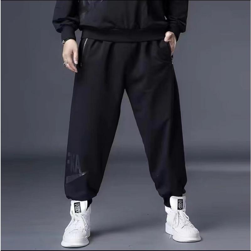 Trendy Oversized Men's Loose-Fit Straight-Leg Wide-Leg Casual Stretch Sports Trousers with Drape