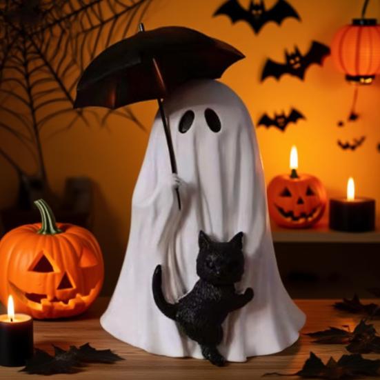 Halloween Decoration Ghost Wear Glasses Resin Statue Fine Craftsmanship Tabletop Ornament Home