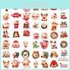 Original 50 Weihnachtsfeier-Aufkleber Niedliche Cartoon-Designs Bunt Wasserdicht Klebend