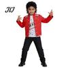 Themenparty Kostüm 1 Set Retro Popstar für Jungen, 80er 90er Star Outfit Musik Thema Halloween Kostüm, Rote Jacke, Hemd und Hose Bühnenauftritt