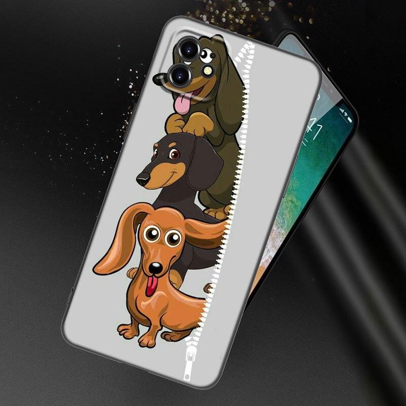 Dackel Hund Liebe Handyhülle für Apple iPhone 13 12 Mini 11 Pro XS Max XR X 8 7 6S 6 Plus SE 2022 2020 5S 5 Weiche Schwarze Hülle