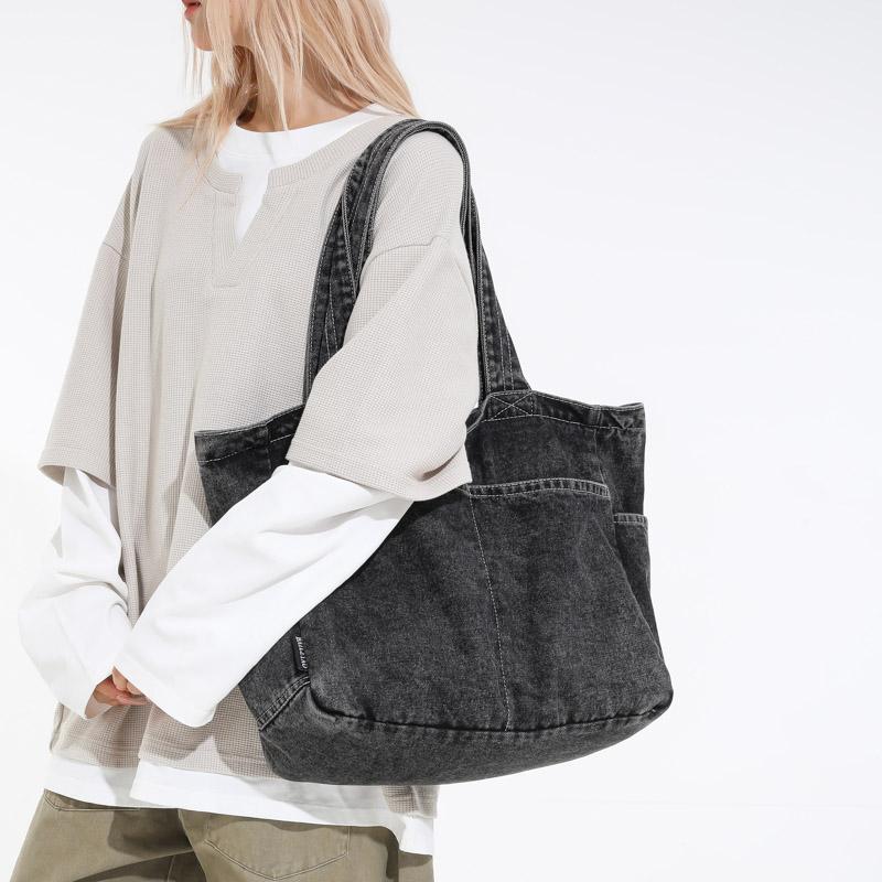 Vintage Denim Bag Women's Large Capacity Lightweight Handbag Tote Bag Student Class Crossbody Bag