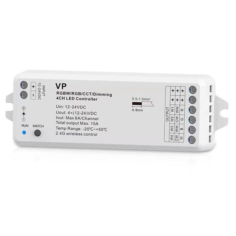 SHGO-Standalone Dimmer Kit 4CH For RGBW/RGB/CCT LED Strips Featuring 2.4G Remote Control