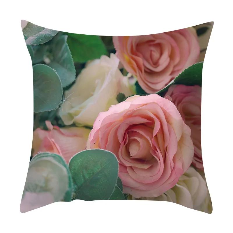 

Красивые цветы роза девушка наволочка свадебный романтический подарок садовый диван домашний декор плед 45x45cm