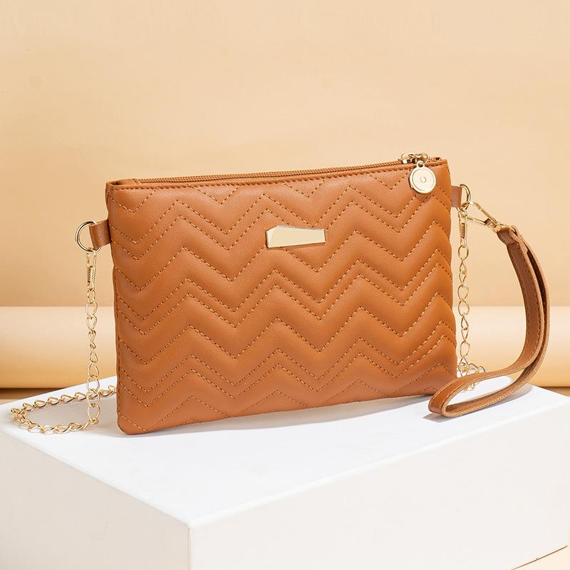 

Новая маленькая сумка модная и простая, маленькая квадратная сумка с вышивкой в виде волн, женская сумка-мессенджер и клатч. коричневый