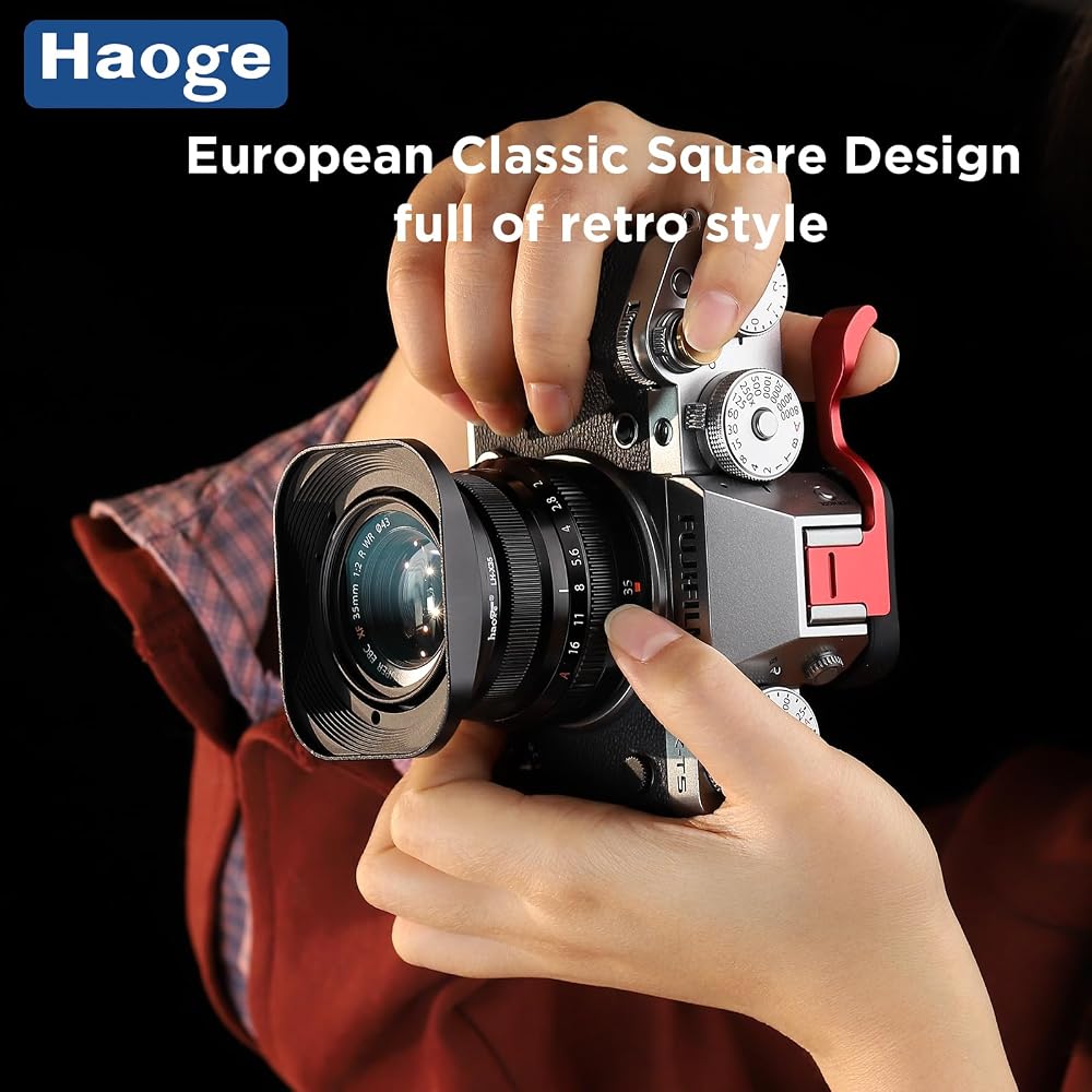 Haoge LH-X35 Bayonet Metal Square Lens Hood Shade for Fujifilm Fujinon XF 35mm F2 R WR (XF35mmF2), XF 23mm F2 R WR (XF23mmF2), and XC 35mm F2 (XC35mmF