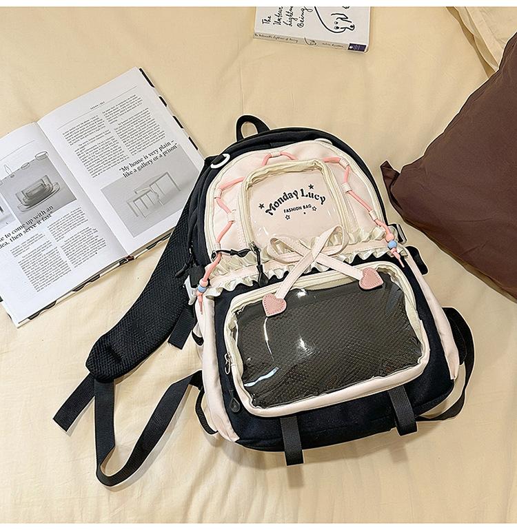 College Schoolbag Female Junior High School Student Cute Sweet Contrasting Color Large Capacity Backpack Student Backpack Trendy Fashion