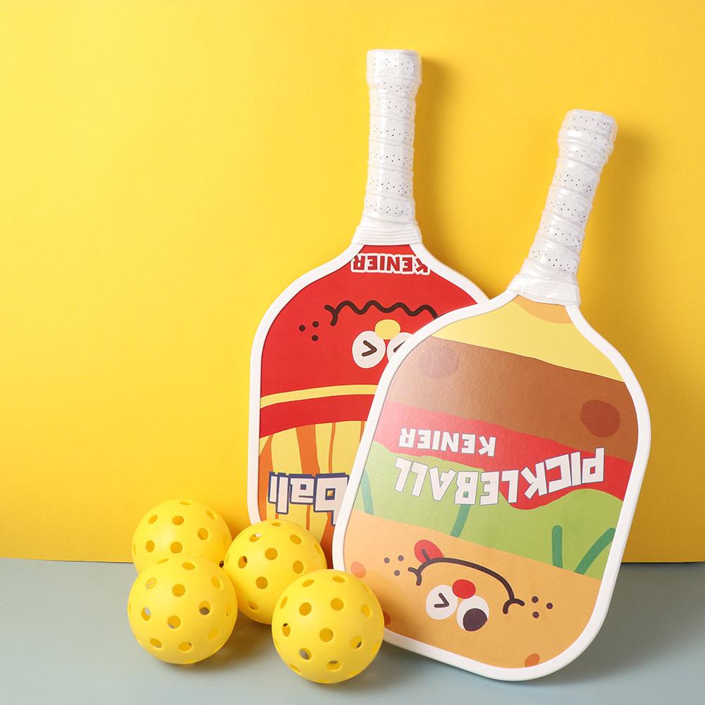 4 Balls Fiberglass Pickle Ball Paddles Pickleball Training Equipment  Outdoor  Sports