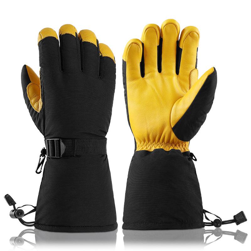 Men's Cold-proof Touch Screen Waterproof Leather Gloves for Winter Warmth Ski Cycling Cycling Warmth Gloves for Women