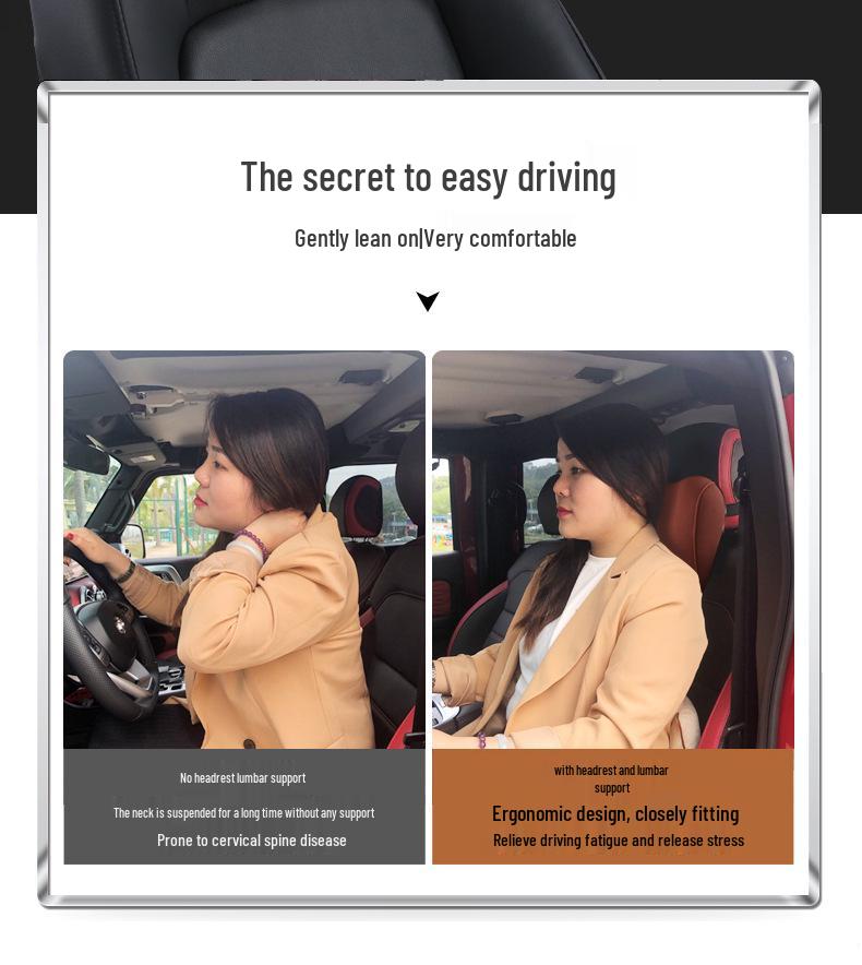 Almofada de Apoio para Pescoço e Lombar para Encosto de Cabeça de Carro - Almofada de Espuma Viscoelástica para Conforto no Carro