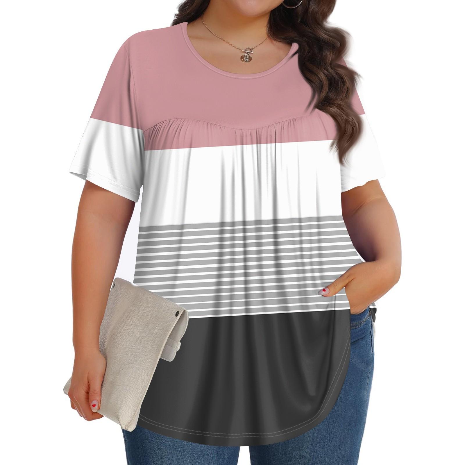 

Женский модный повседневный топ с круглым вырезом и короткими рукавами с принтом, женские топы больших размеров XL арбуз красный