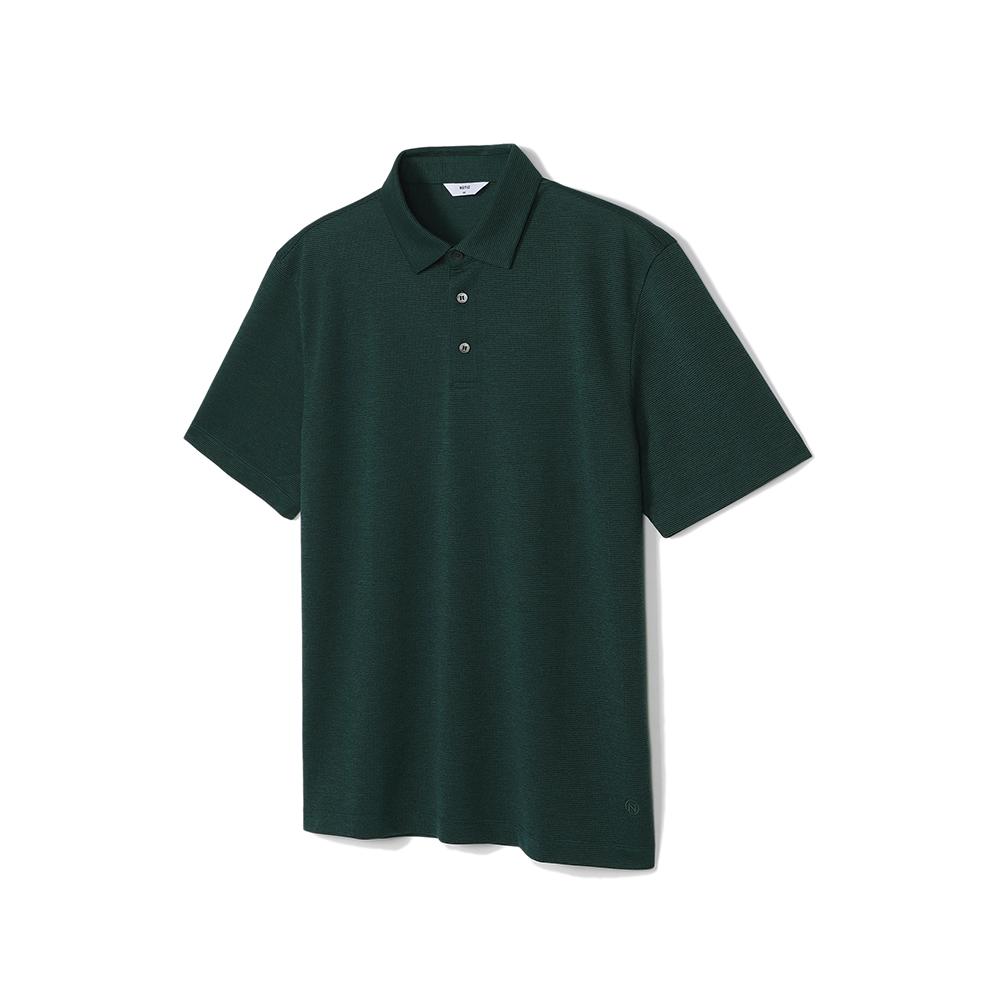 NOTIG Cotton Blend Collared Short Sleeve T-Shirt Green_Oks1T1Ts108E1