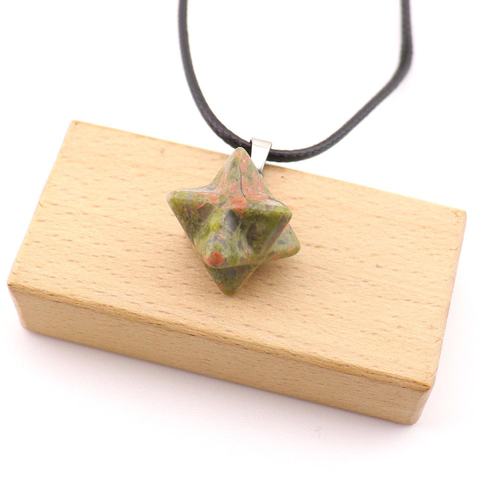Large Agate Crystal Pendant: 24mm Kabbalah Star with Amethyst & Rose Quartz Hexagram Necklace.