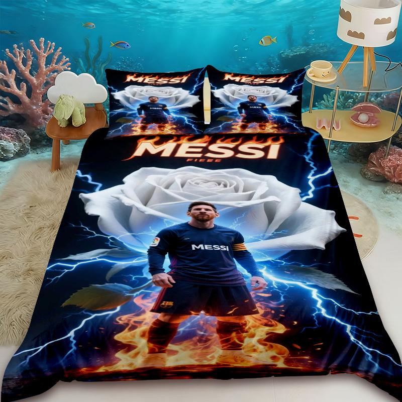 Duvet Cover Juego De Cama Lionel Messi, Juego Funda Nórdica Estrella De Fútbol, Juego Funda Edredón Doble Tamaño Para Decoración