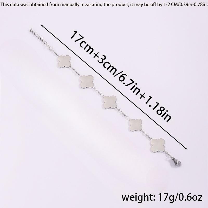 Titanium Steel Bracelet - Luxury Four-leaf Clover Bracelet for Sophisticated Women. Fashionable and Niche Couple's Flower-shaped Jewelry Bracelet.
