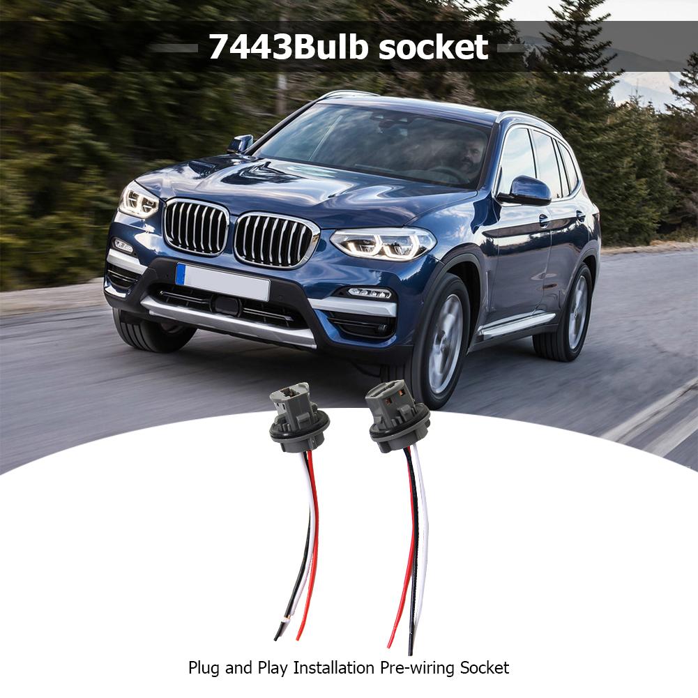 2pcs T20 7443 Car Bulb Holder Socket Adapter LED Light Plug Wiring Connector