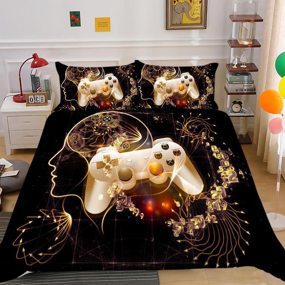 3D Game Controller Pattern Bedding Set Game Console Printed Down Duvet Cover with Pillowcase Teen Single Double Bed Full-size Home Decoration