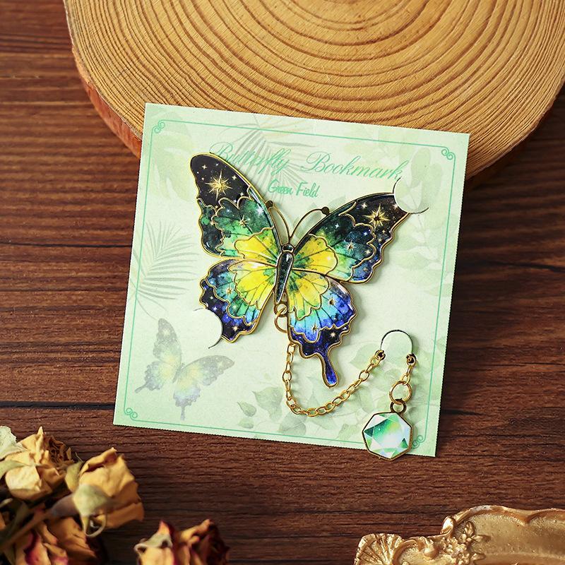 Metal Bookmarks - Vintage Leaf Shape Bookmarks Set, Enamel Gold Edge Book Page Clips, Elegant Chinese Style Reading Accessories (8cm X 8cm)