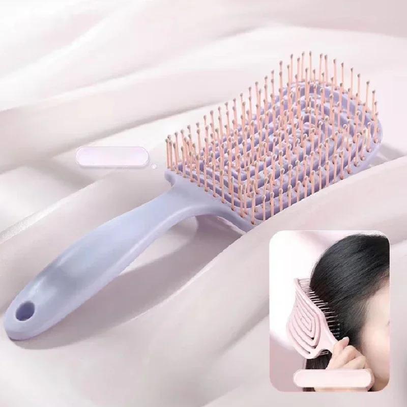 1Pcs Elastic Massage Comb Hollow Out Hair Brush Scalp Massage Combs Hair Styling Detangler Fast Blow Drying Detangling Tool