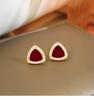 Wine red triangle atmosphere earrings for women