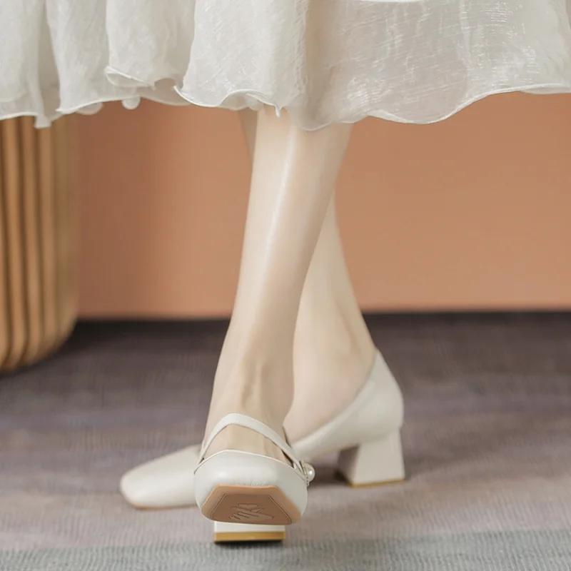 Mary Jane Shoes Retro Spring and Autumn New Fairy Gentle Thick Heels Retro Square Head Versatile High Heel Single Shoes