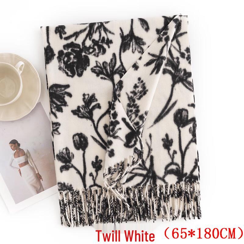 Elegant Floral Printed Imitation Cashmere Shawl Scarf