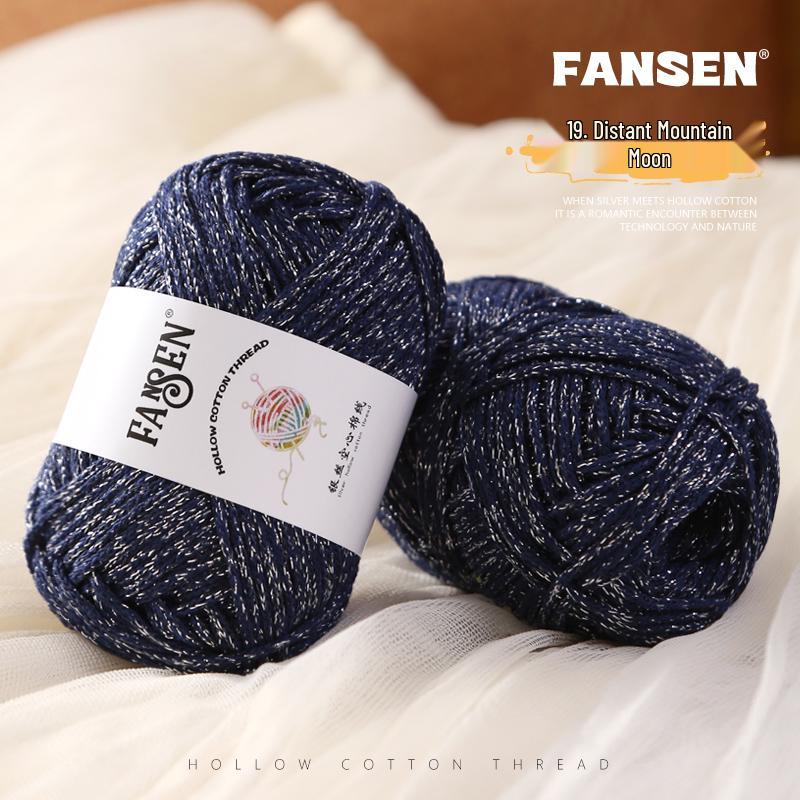 Silver Flash Hollow Cotton Yarn Ball Kit for Hand Knitting & Crochet - Includes Yarn, Hook, and Instructions for DIY Scarf and Sweater Projects