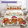 Gingerbread Friends Pattern Bedding Uilt Set Uilt Cover Pillowcase Home Decoration Birthday Gift (1 * Duvet Cover + 2 * Pillowcase Without core)_XIA