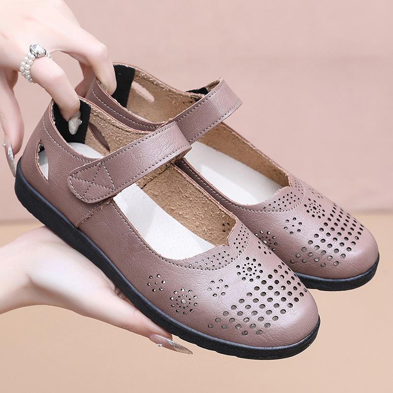 Soft-soled Shoes Sandals Flat-soled Elderly Women's Hole Shoes Single Shoes Elderly Non-slip Comfortable Women's Shoes Summer