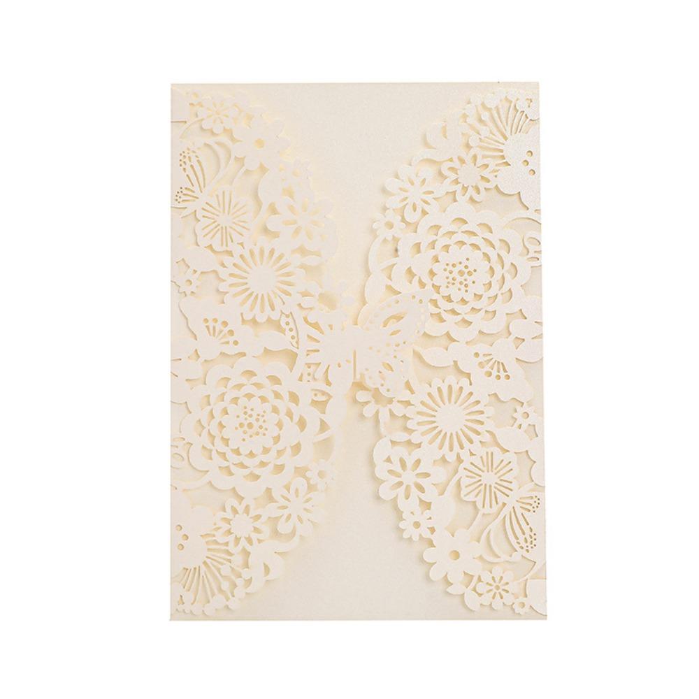 50pcs Flower 3D Invitation Card Hollow Out Butterfly Greeting Card  Festival Celebration