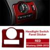 Red Carbon Fiber Interior Headlight Switch Decor Cover For Ford Mustang 2009-13
