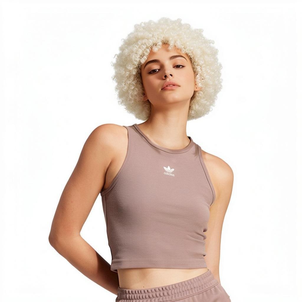 adidas Maieu cu nervuri pentru femei Essentials Maro Trace Îmbrăcăminte stradală pentru femei JC9009