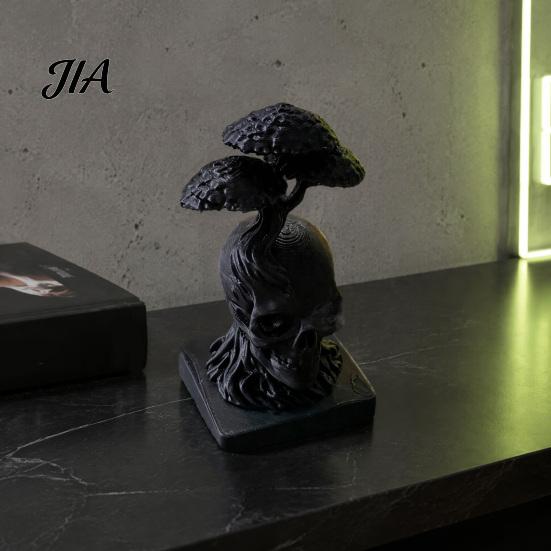 Halloween Spooky Table Centerpiece 3D Printed Tree of Life Skull Figurine, Gothic Desktop Ornament for Modern Minimalist Shelf Accent Home Office
