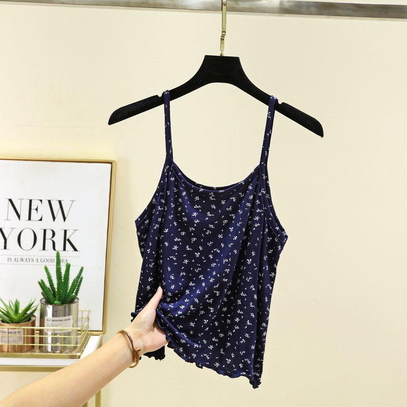 

Модальная майка женская весенне-летняя внутренняя майка тонкая без рукавов базовая рубашка оверсайз свободного кроя с принтом домашние топы Navy blue 2XL (70.00 kg-80.00 kg recommended