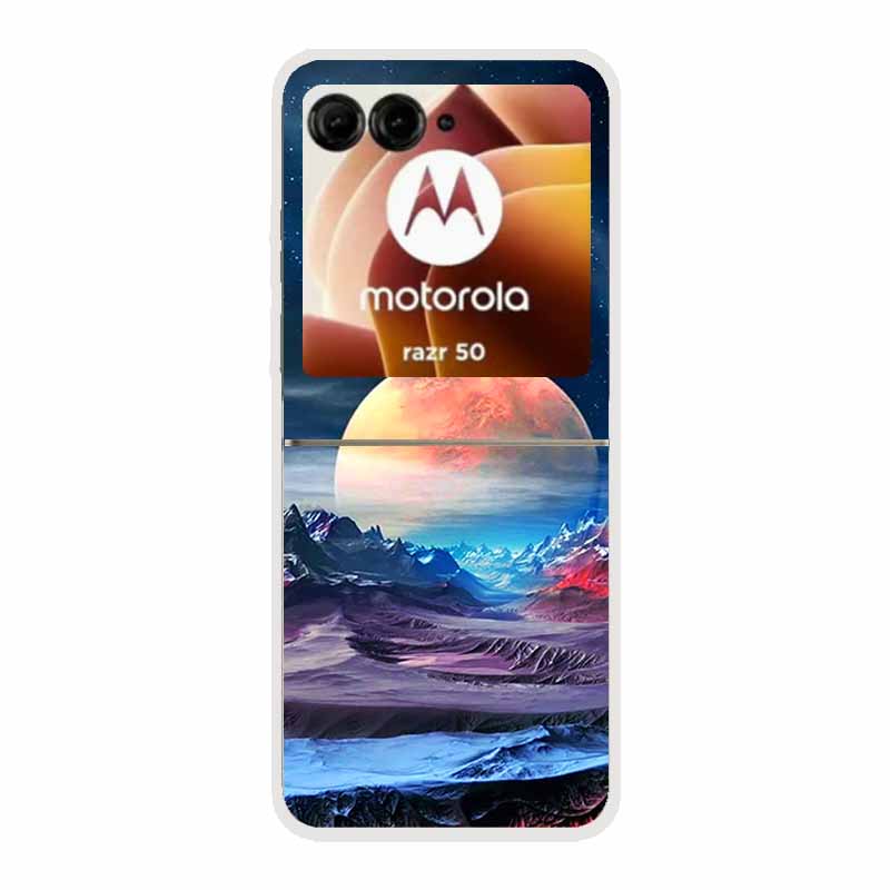 For Motorola Razr 50 Ultra Case Plastic Hard Painted Cartoon Transparent Back Cover Case for Motorola Razr 50 5G Hard PC Case 50