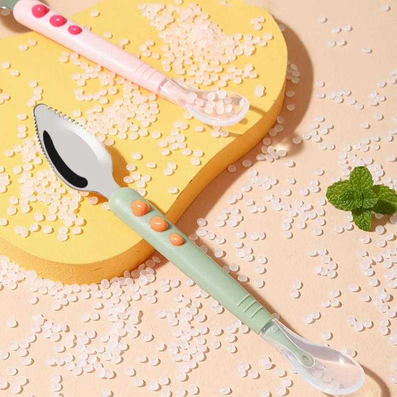 Baby-Obst-Schlammlöffel, Fütterungslöffel, weicher Silikonlöffel, leicht zu essender Obstlöffel, Mutter- und Babybedarf