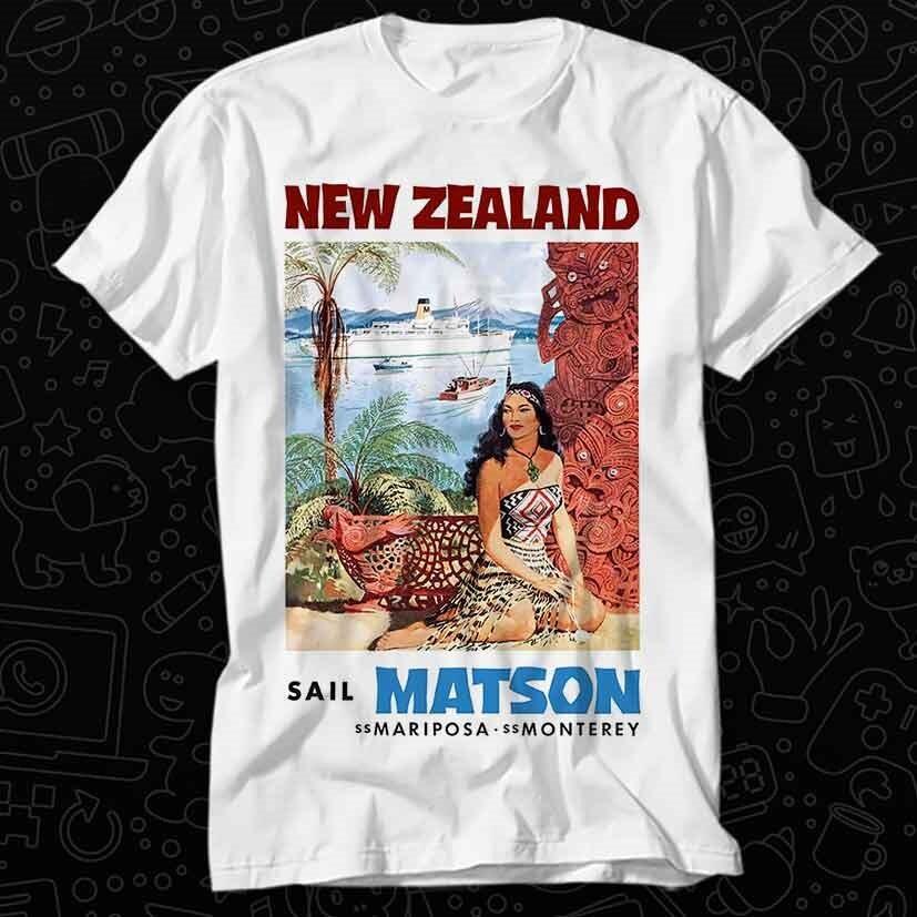 

1960 New Zealand Cruise Line Travel Poster T Shirt 524 L