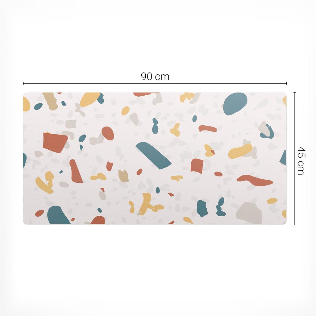 Vinyl Desk Mat with Stylish Terrazzo Abstract Print 90x45 cm