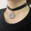 Punk Yennefer Necklace Medallion Pendant Black Leather Choker Necklaces Wild Hunt Game Cosplay Gothic Chain Women Jewelry