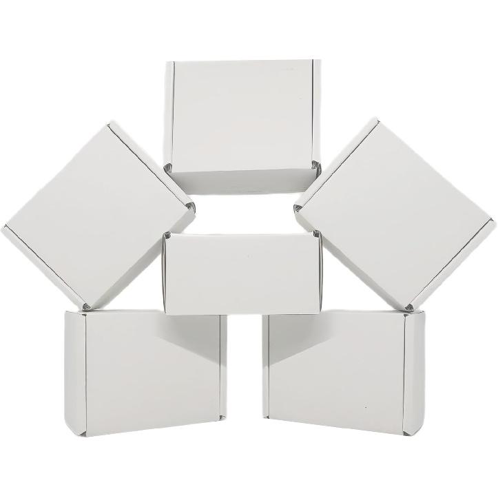 6x4x3 inch Small White Mailers Boxes Recyclable Corrugated Gift Box for Packaging Shipping Set of 10
