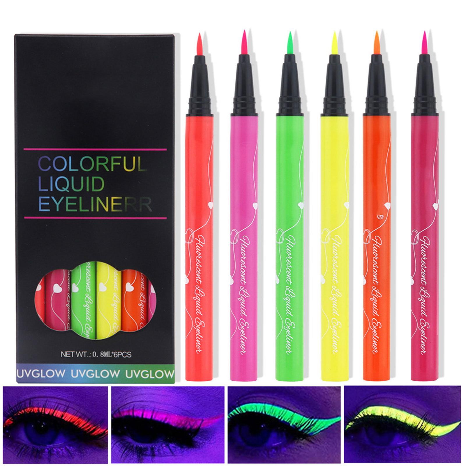 

6 ШТ./Набор Жидкая Цветная Светящаяся Подводка для Глаз Карандаши для Подводки Макияж Краска для Лица Водостойкий Стойкий Пигментированный для Вечеринки на Хэллоуин One Size