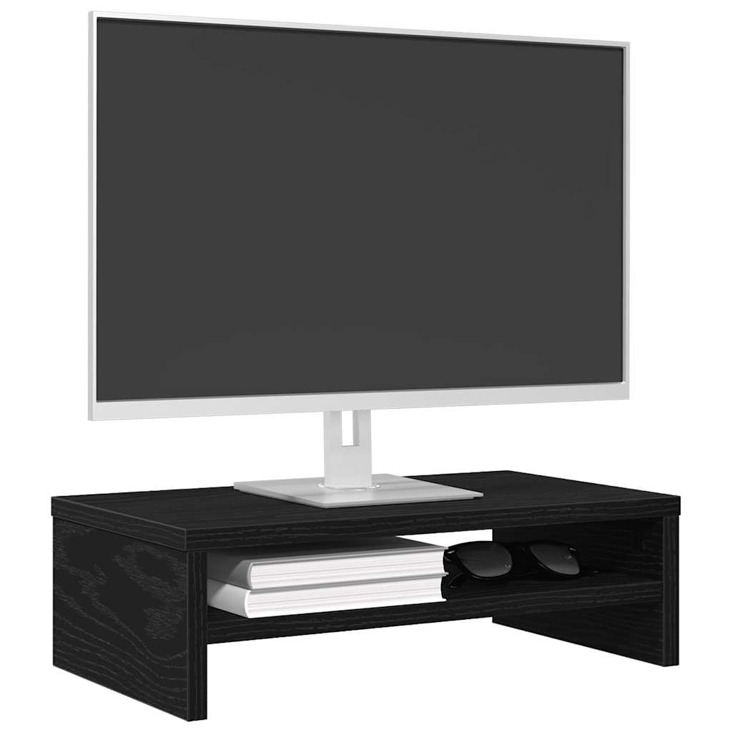Monitor Stand In Black Oak Finish 42 X 24 X 13 Cm Engineered Wood