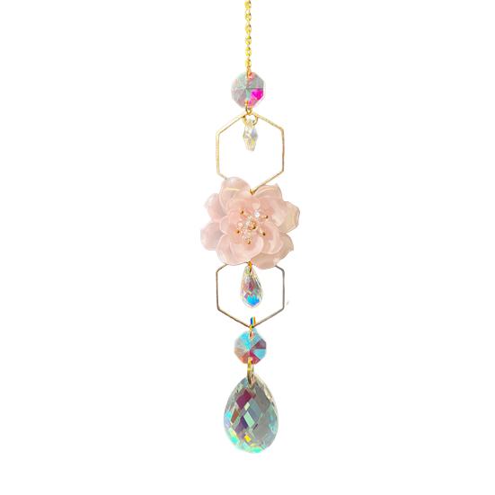 Wind Chimes Hanging Suncatcher Hanging Catcher with Ornaments Glittering Crystals Flower Light Glass 2