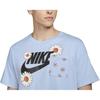 Nike Letter Floral Print Crew Neck Pullover Straight Cut Short Sleeve T-Shirt Men Tops Blue DM6429-548